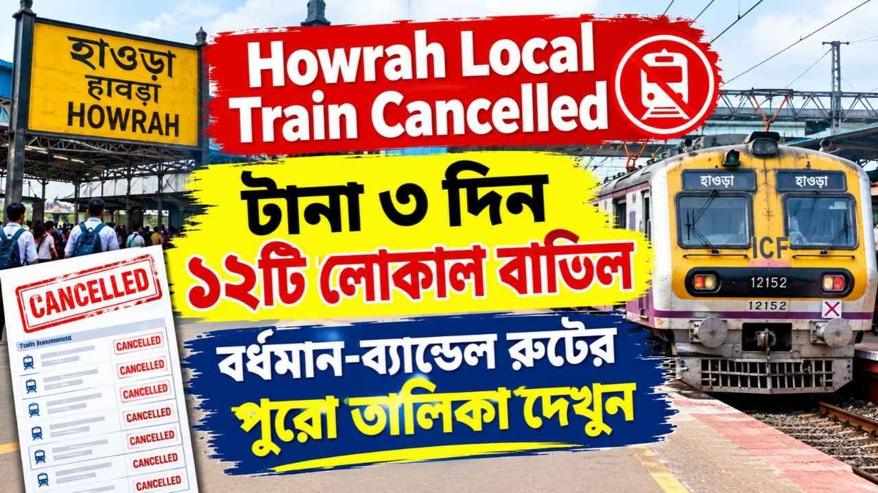 Howrah Local Train Cancelled: টানা ৩ দিন ১২টি লোকাল বাতিল, বর্ধমান-ব্যান্ডেল রুটের পুরো তালিকা দেখুন