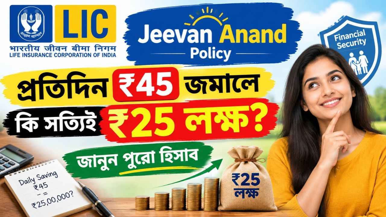 LIC Jeevan Anand Policy: প্রতিদিন ₹45 জমালে কি সত্যিই ₹25 লক্ষ? জানুন পুরো হিসাব