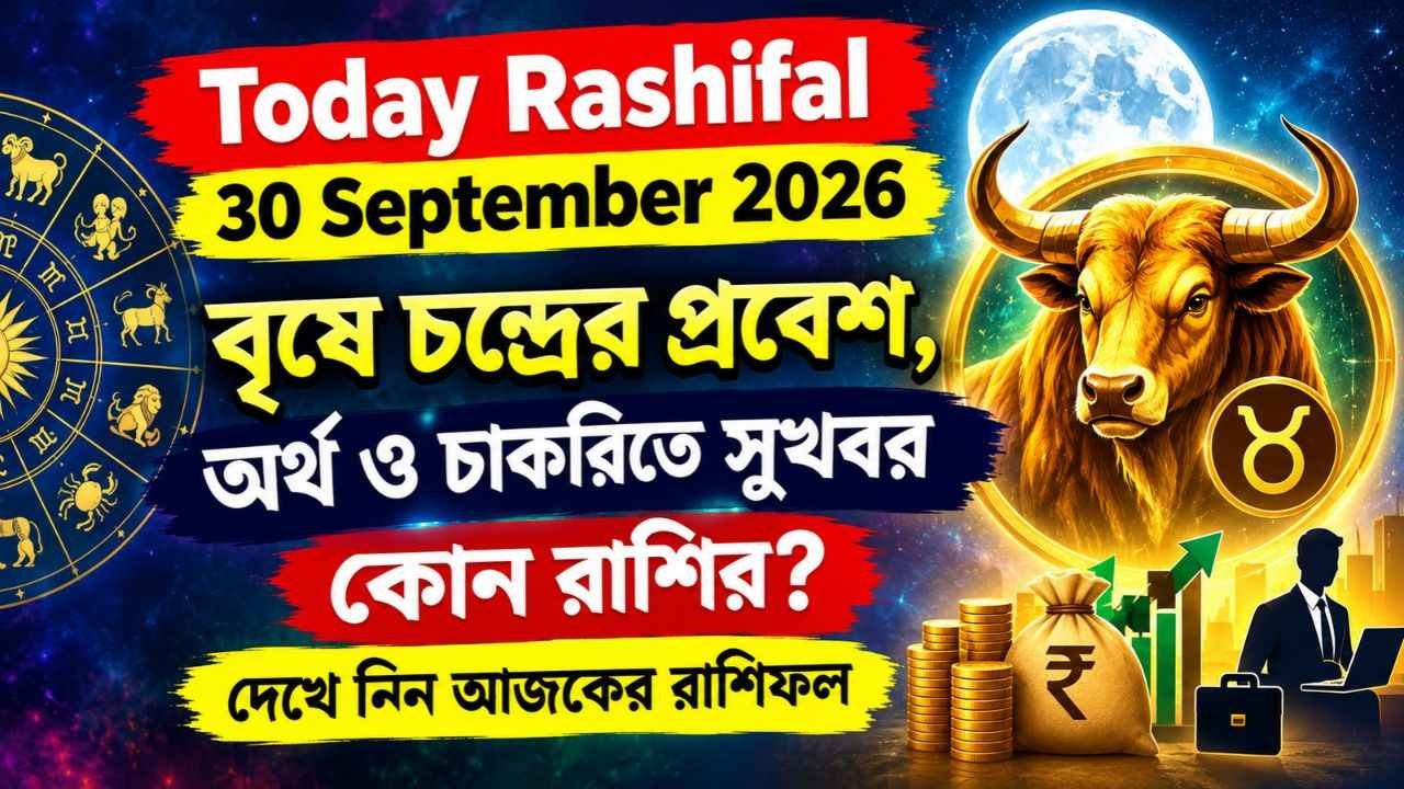 Today Rashifal 30 September 2026: বৃষে চন্দ্রের প্রবেশ, অর্থ ও চাকরিতে সুখবর কোন রাশির? দেখে নিন আজকের রাশিফল