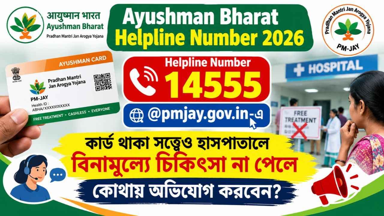 Ayushman Bharat Helpline Number 2026: @pmjay.gov.in-এ কার্ড থাকা সত্ত্বেও হাসপাতালে বিনামূল্যে চিকিৎসা না পেলে কোথায় অভিযোগ করবেন?
