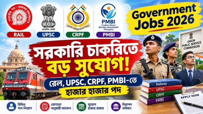 Government Jobs 2026 Railway UPSC CRPF PMBI
