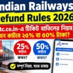 Indian Railways Refund Rules 2026: @irctc.co.in-এ টিকিট বাতিলের নিয়ম, কখন কাটবে ২৫% বা ৫০% টাকা?