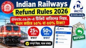 Indian Railways Refund Rules 2026: @irctc.co.in-এ টিকিট বাতিলের নিয়ম, কখন কাটবে ২৫% বা ৫০% টাকা?