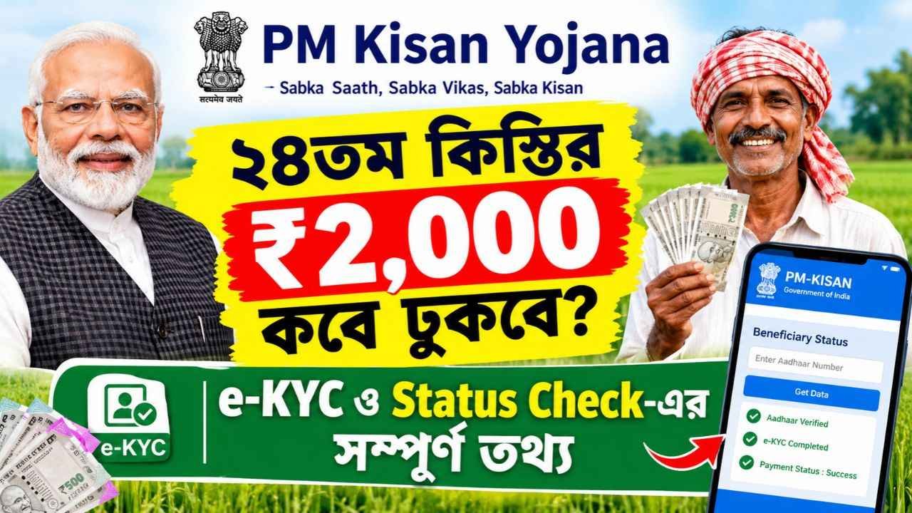 PM Kisan Yojana 24th Installment: ২৪তম কিস্তির ₹২,০০০ কবে ঢুকবে? e-KYC ও Status Check-এর সম্পূর্ণ তথ্য